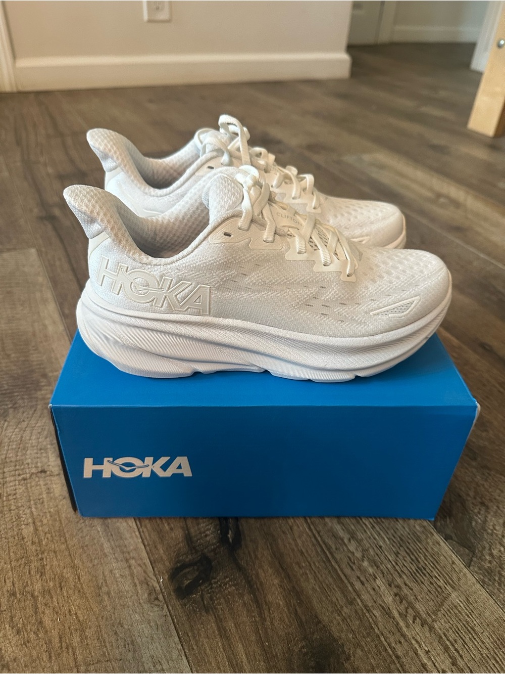 Hoka Women’s White Clifton 9 Sneaker